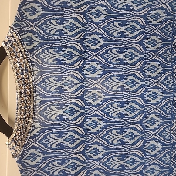 Chico’s Blue Embellished pullover tunic sz 3(16-18) - Picture 7 of 10